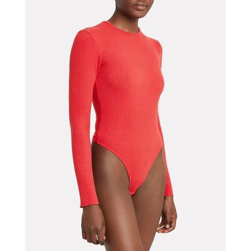 Re/Done 60's Rib Knit Bodysuit Red NEW - Picture 2 of 8